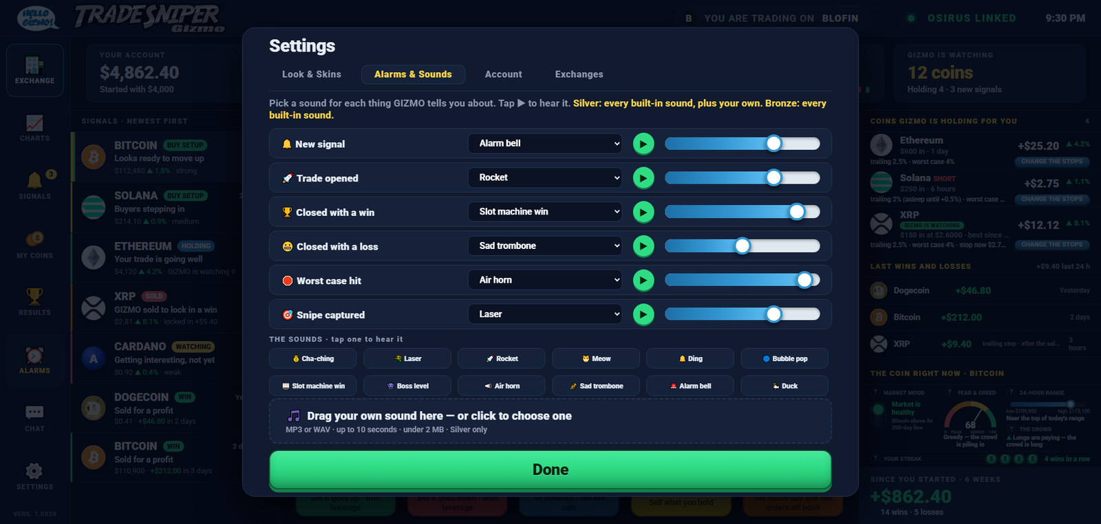 Settings: Alarms and Sounds